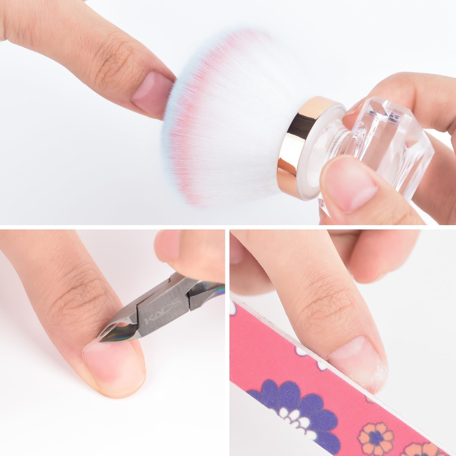 KADS Nail Dust Brush Makeup Brush Flower Shape Crystal Base Nail Cleaning Bru…