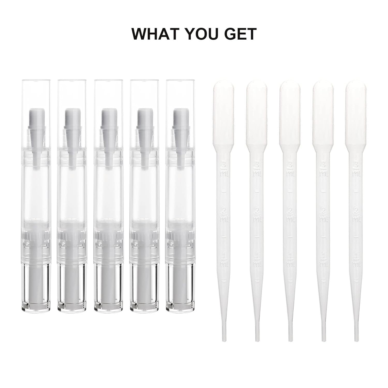 5-Count Leak-Proof Cosmetic Applicators for Oil, Serums & Nail Treatments