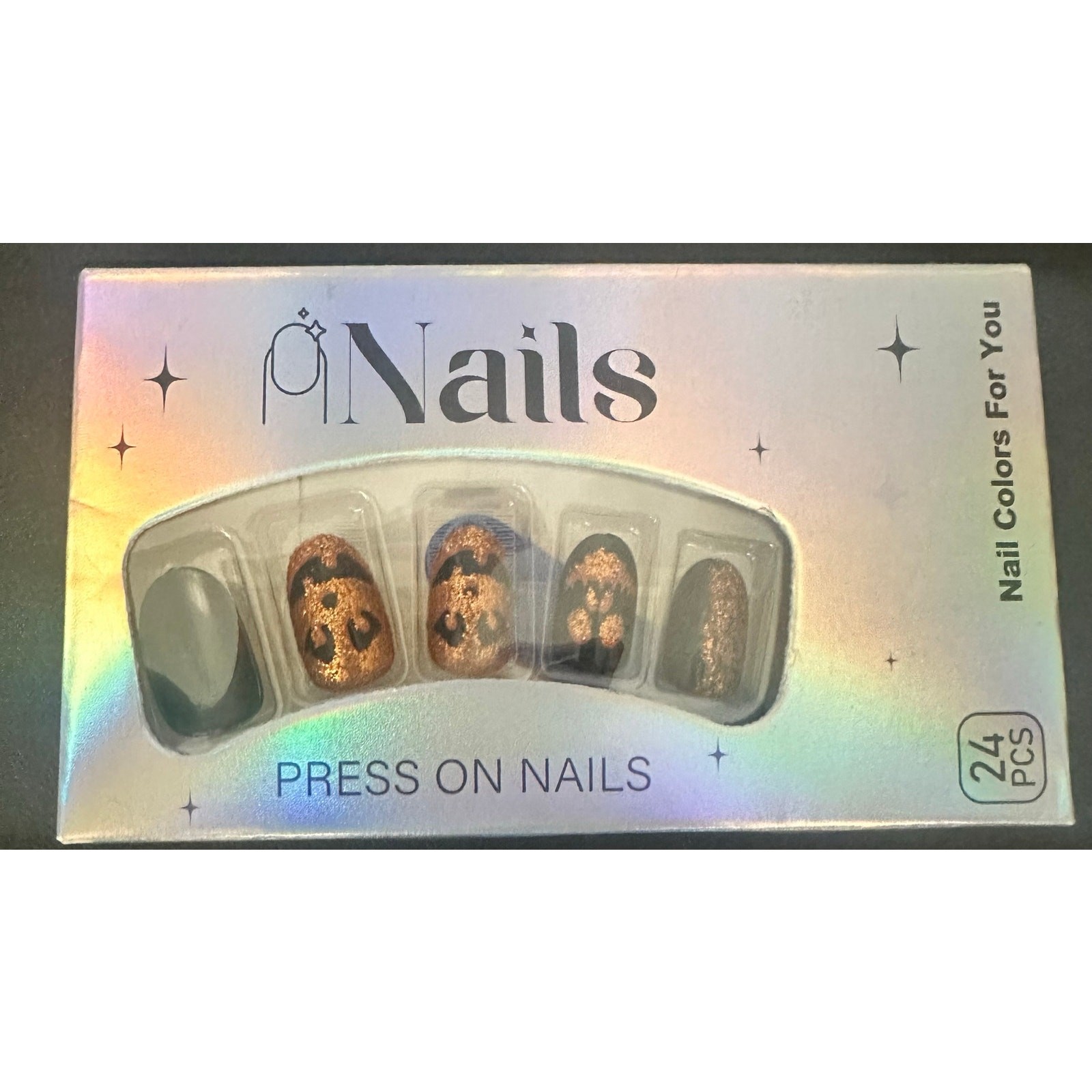 ArovFam Halloween Sparkly Pumpkin Press On Nail Set 24 piece Fake Nails