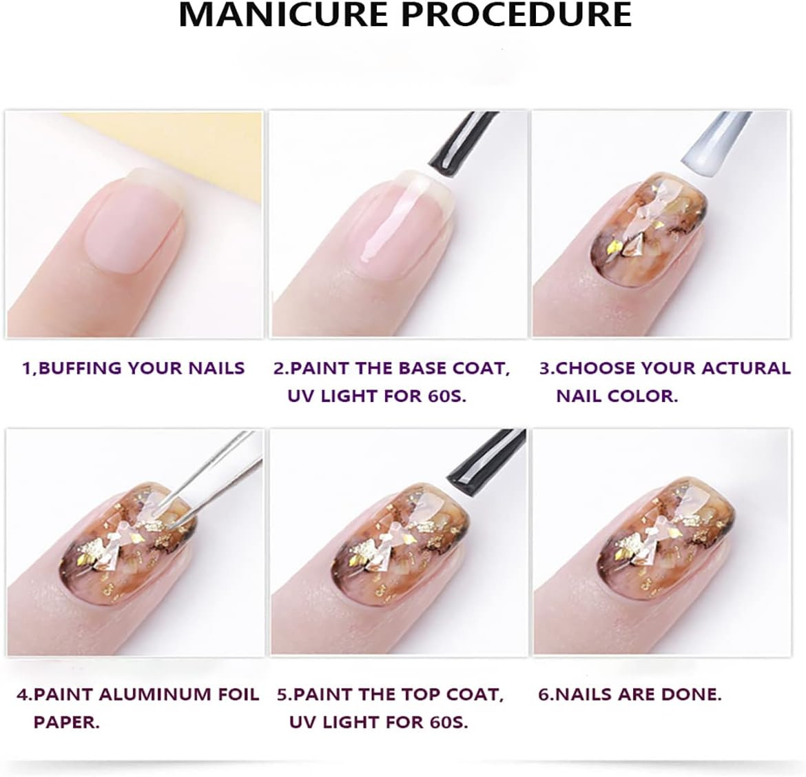 6 Colors Metallic Nail Art Foil Holographic Dazzling Irregular Nail Sequins Gold