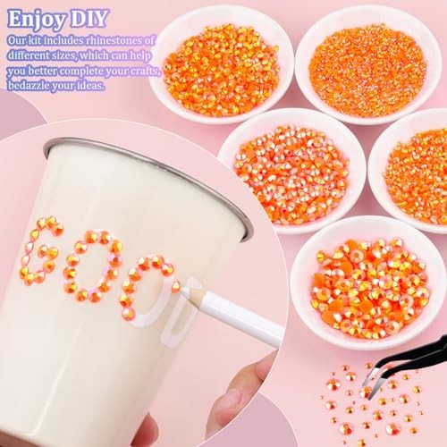 Flatback Rhinestones 25000Pcs Orange AB 2-6mm Mixed Resin Nail Art Gems