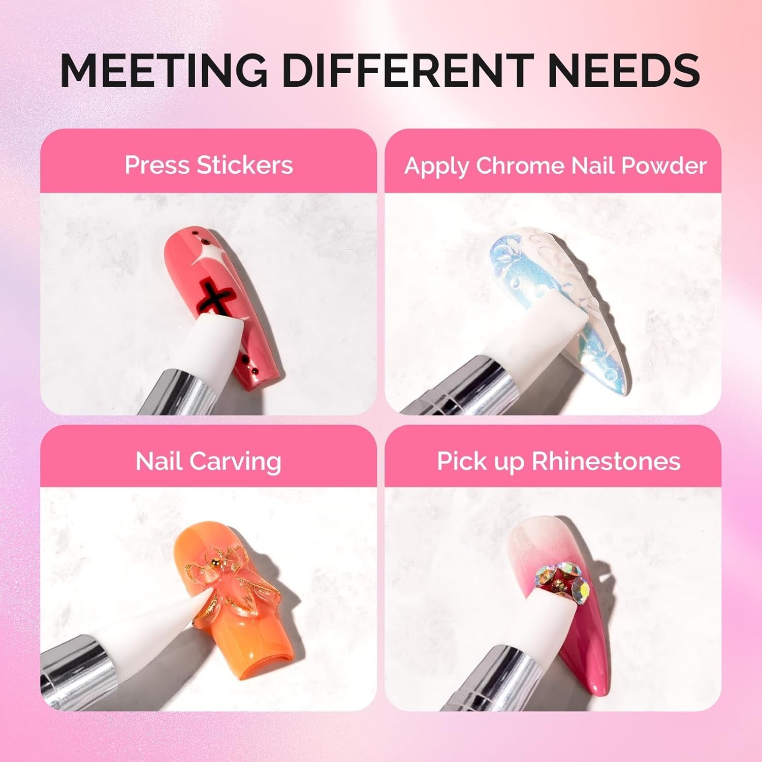 Elegant Dual Tipped Nail Art Brushes – 5-Piece Acrylic Set for Stunning Designs