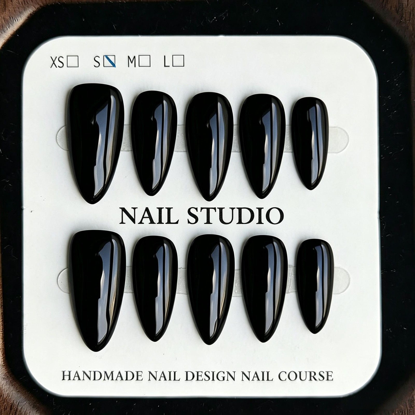 Handmade Press On Nail Almond Set Glossy Solid Color French Minimalist Daily