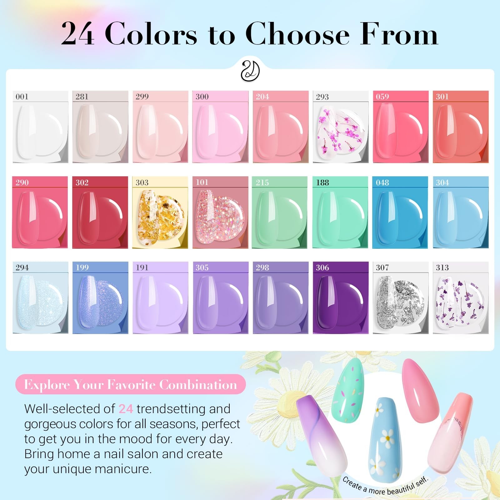 AZUREBEAUTY Dip Powder Nail Kit with Electric Nail Drill 24 Colors Spring Sum…