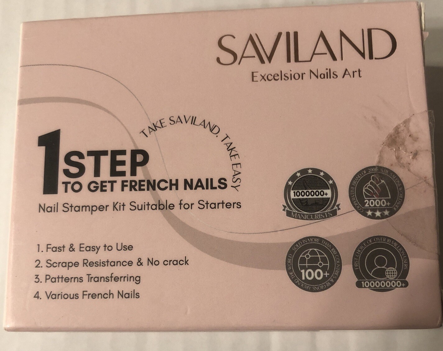 Saviland French Tip Nail Stamp – 4PCS Nail Art Stamper Kit Clear Silicone Nai…