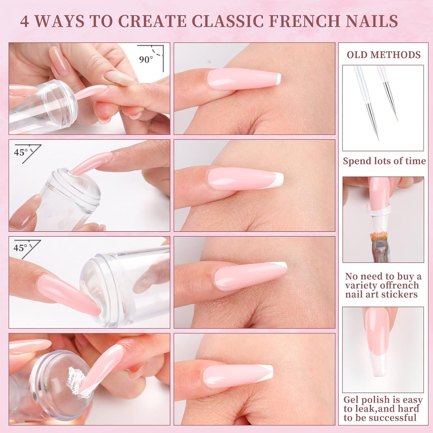 2PCS Silicone Head Nail Stamp Set with Scraper French Nail Art Template DIY Tool