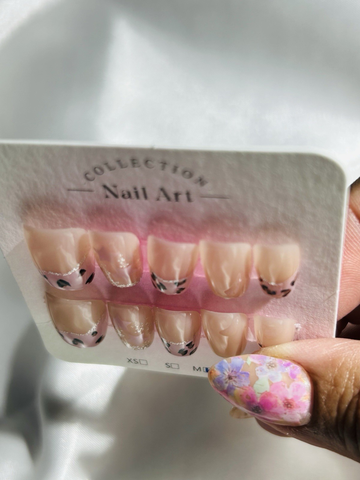 Shiny Pink Nude Black Leopard Star Press-On Nails Square Medium Pre-Designed