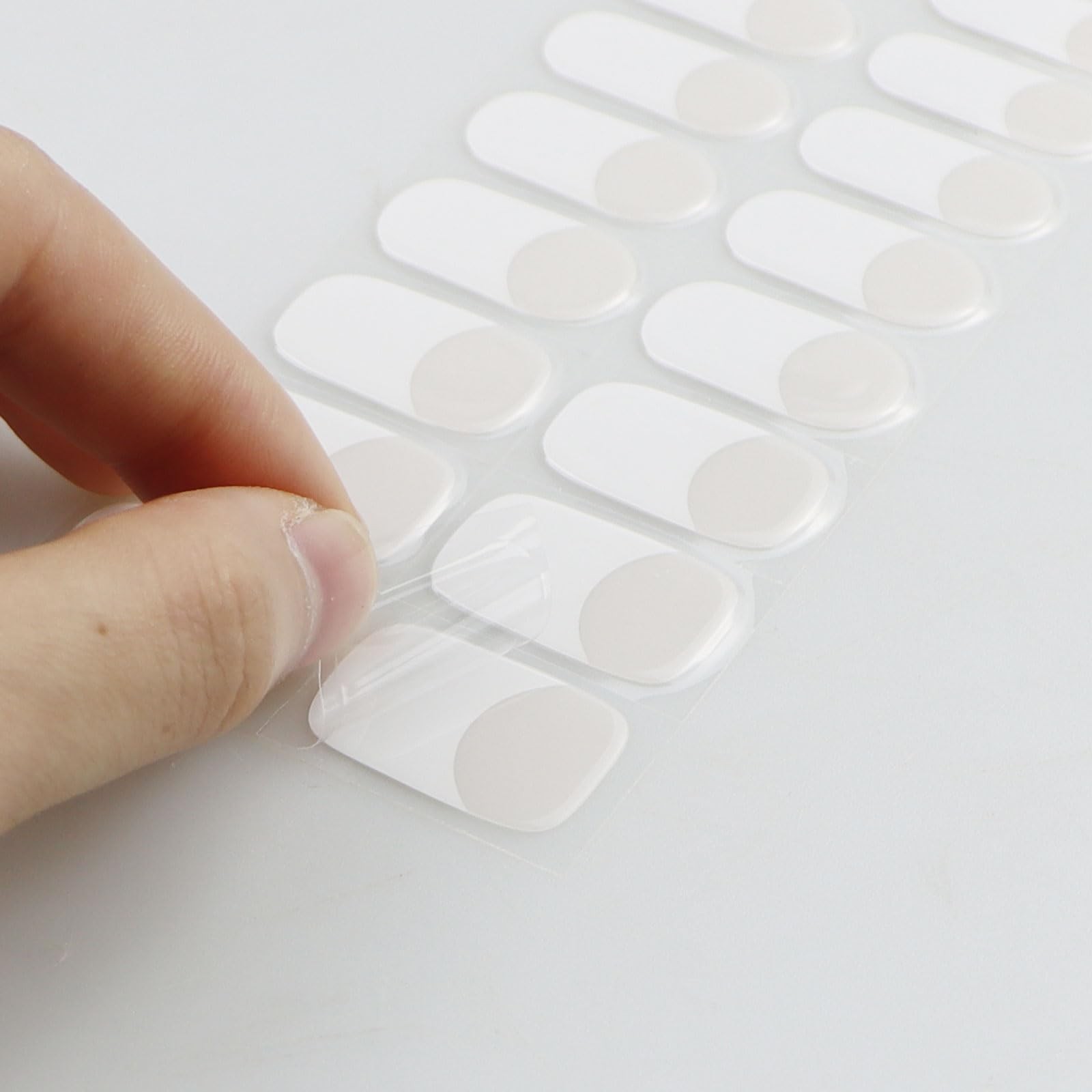 JMEOWIO Semi Cured Gel Strips Nail Art Sticker Wrap French Beige Tip