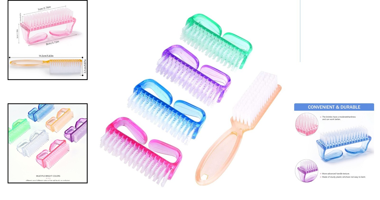 Multicolor Nail and Toenail Cleaning Brushes – Flexible & Non-Scratch Design
