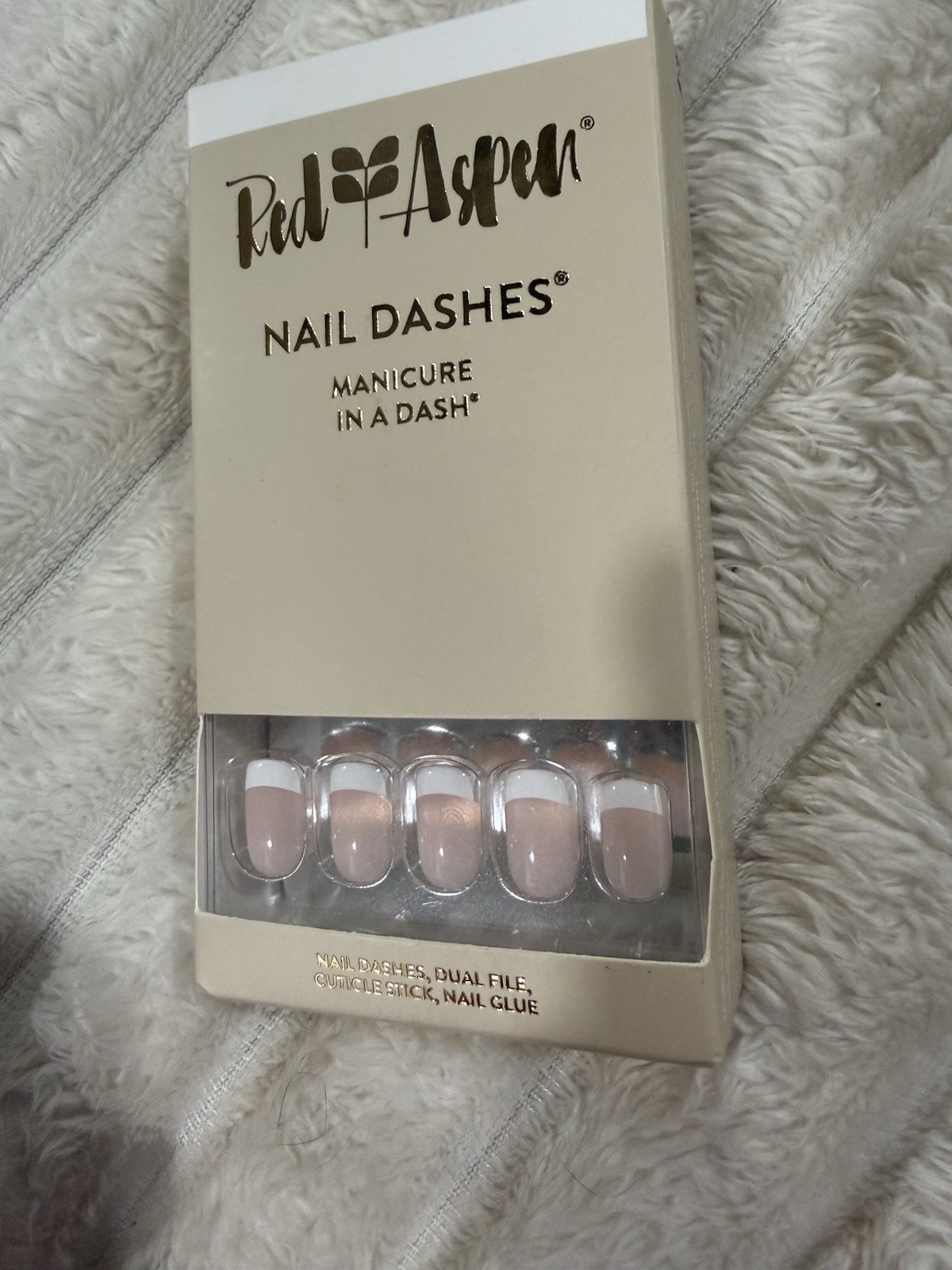 Red Aspen Nail Dashes Press On Nails Nell’s French Tip Manicure Set
