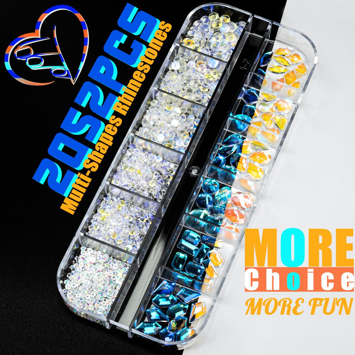 Aurora Nail Art Rhinestones Clear Moonlight Nail Charms Multi Shapes Aurora Flat