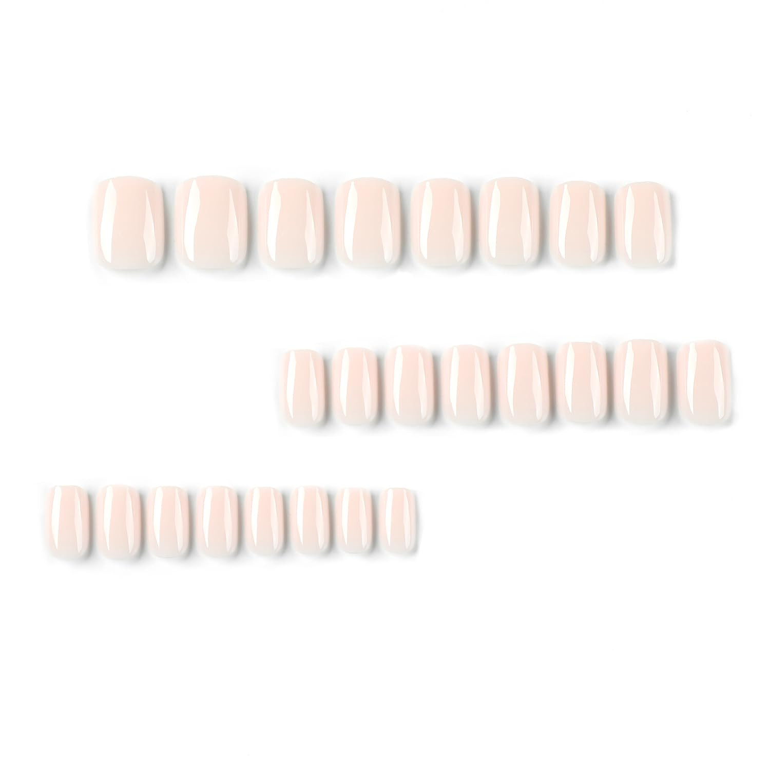 24Pcs Press on Nails Short Square Fake Nails Milk White Nails Press Ons Acrylic