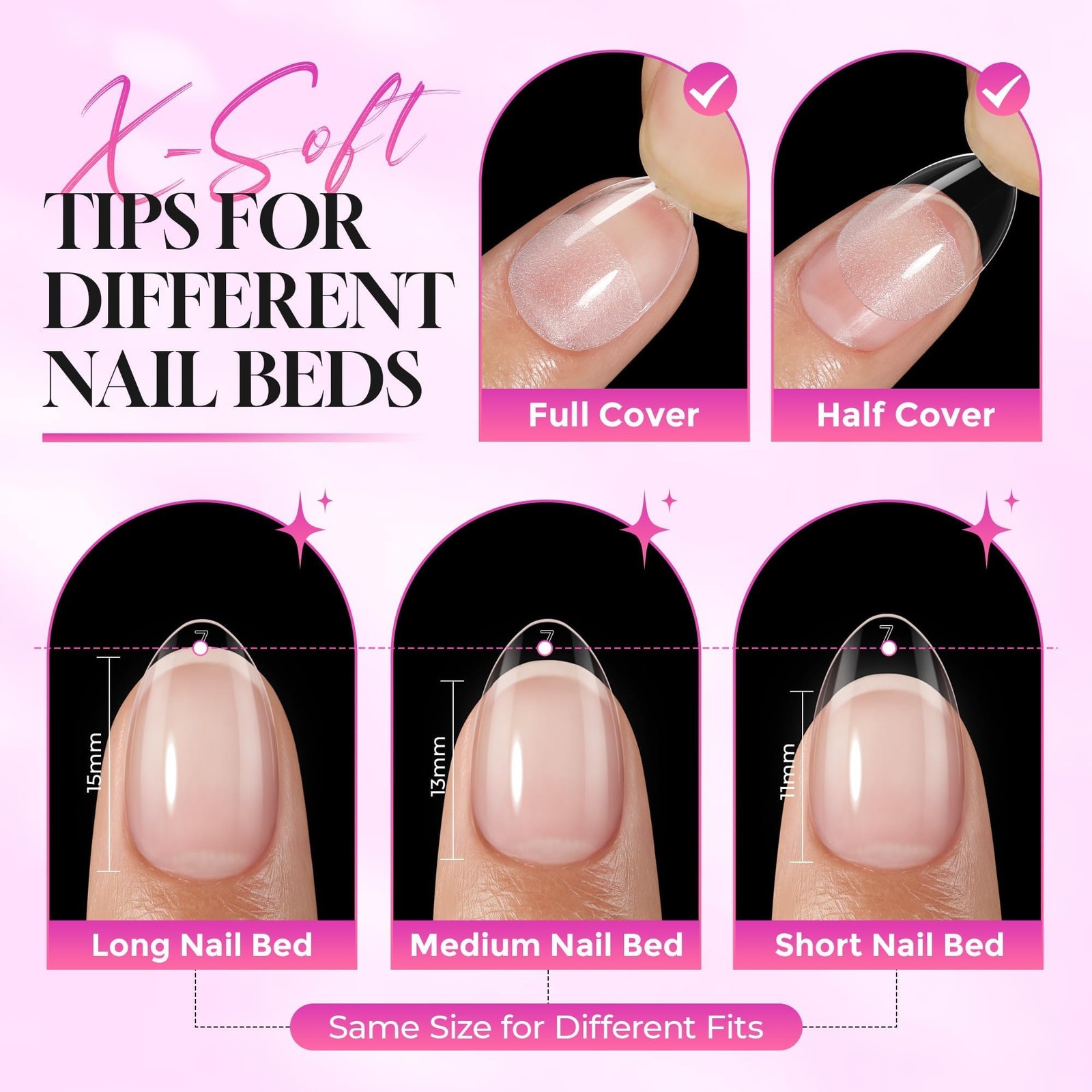 Luckyfairy Extra Short Almond Nail Tips 270Pcs Short Nail Tips Almond Shape