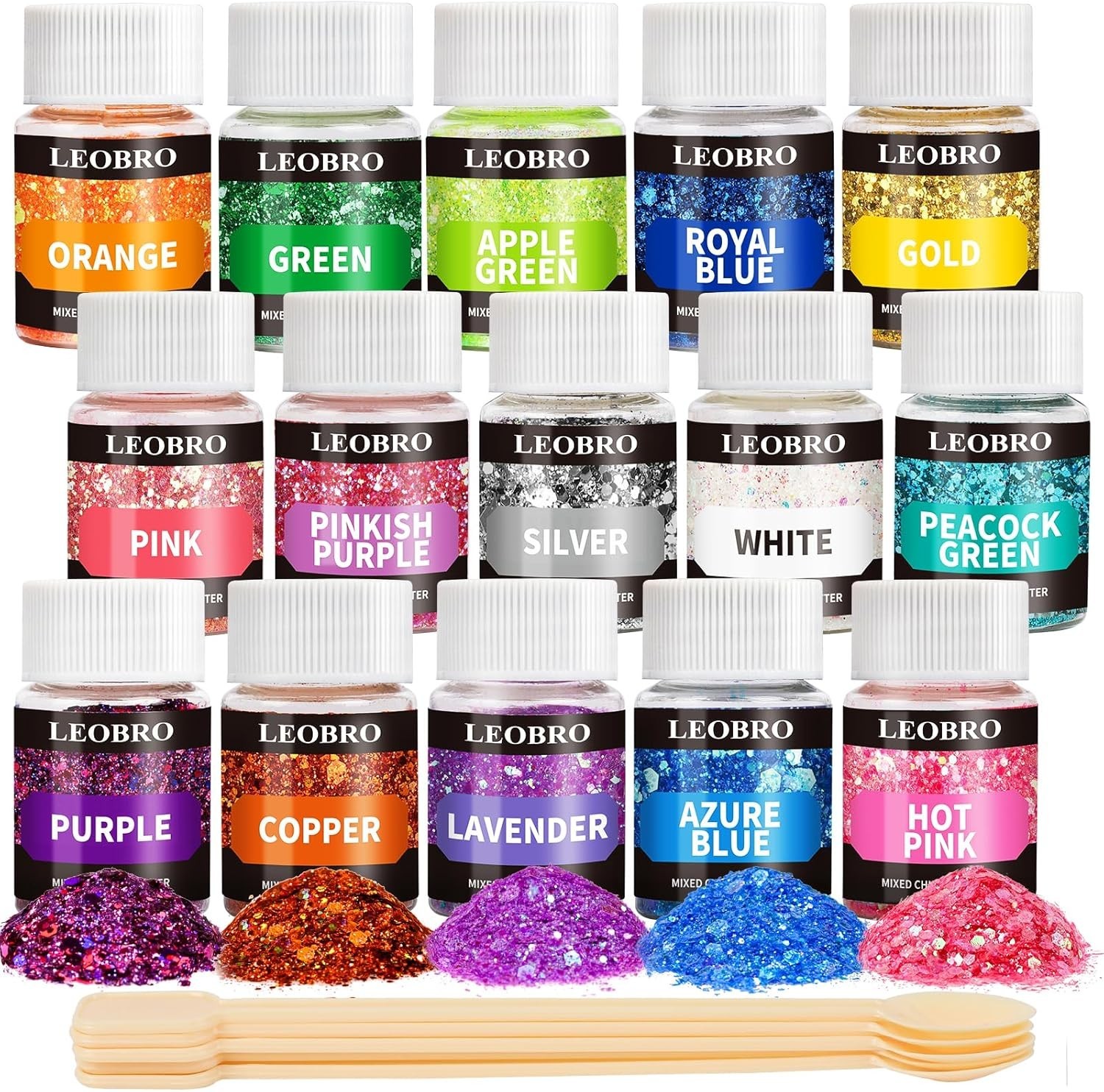 Holographic Chunky Glitter 15 Colors Craft Glitter for Resin Nail Body 5 Mixing