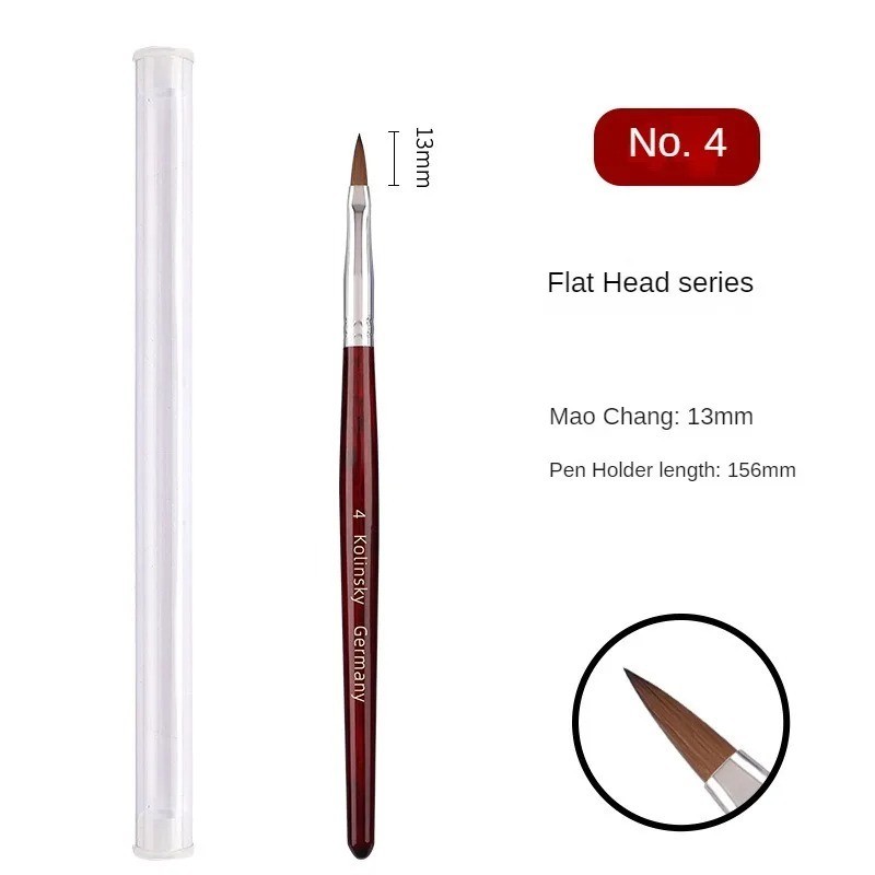 Kolinsky Acrylic Nail Brush Mink Hair Wooden Handle Nail Art Gel Builder 4-14