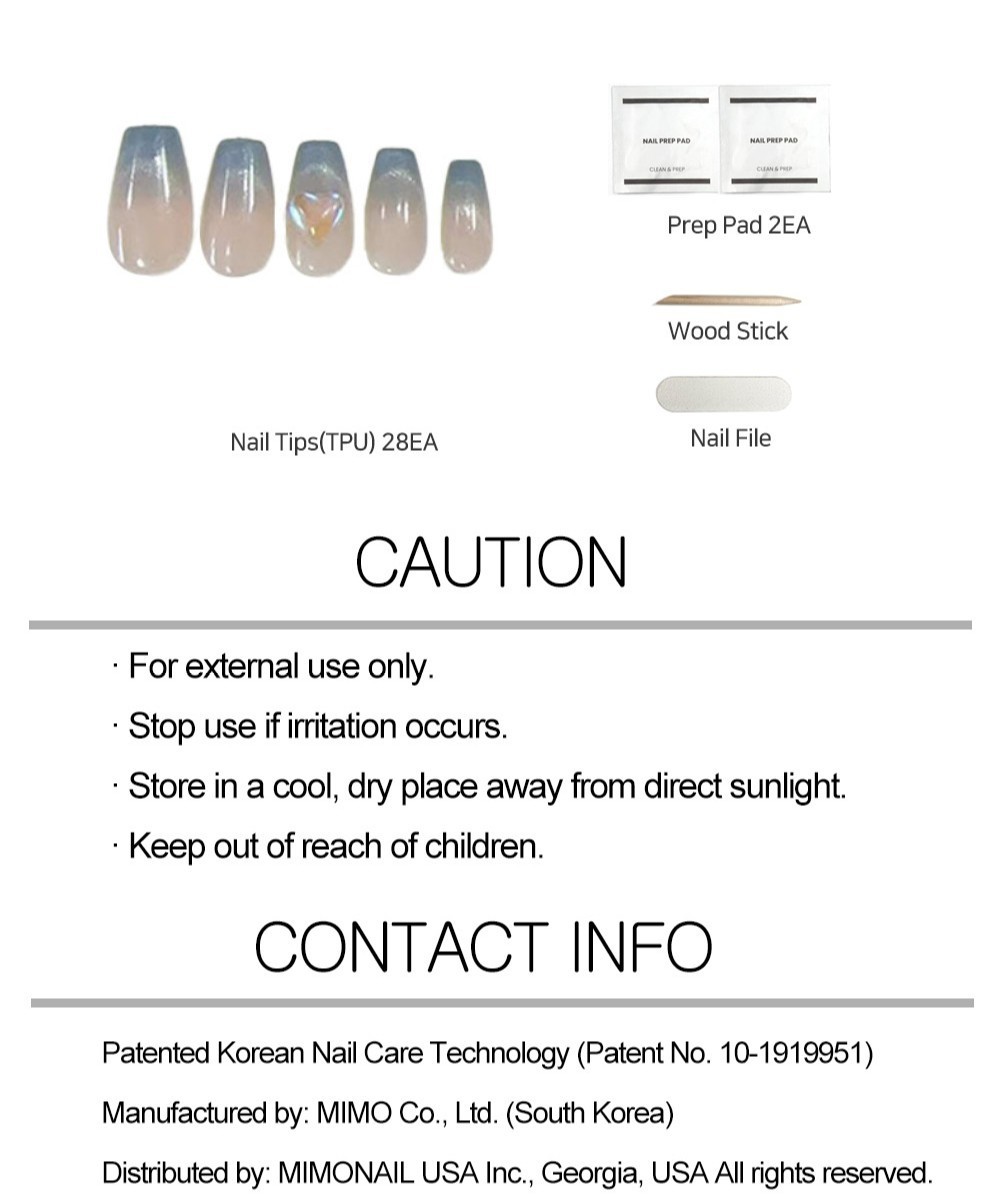 The MIMO TPU Press on nails-Coffin Nude Beige with Gold Heart Accent 28PCS