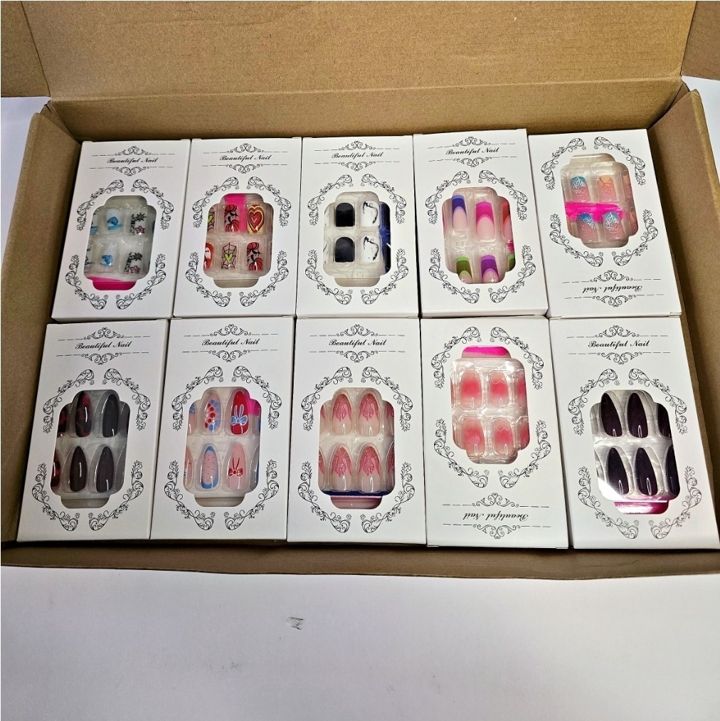 Mixed Bundle Press On Nails 10 Set Of 24 , Medium Size , Almond, Square