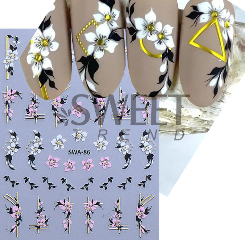 Hibiscus Lily Colorful Petal Floral Textured Matte Nail Art Flowers Decals NH29