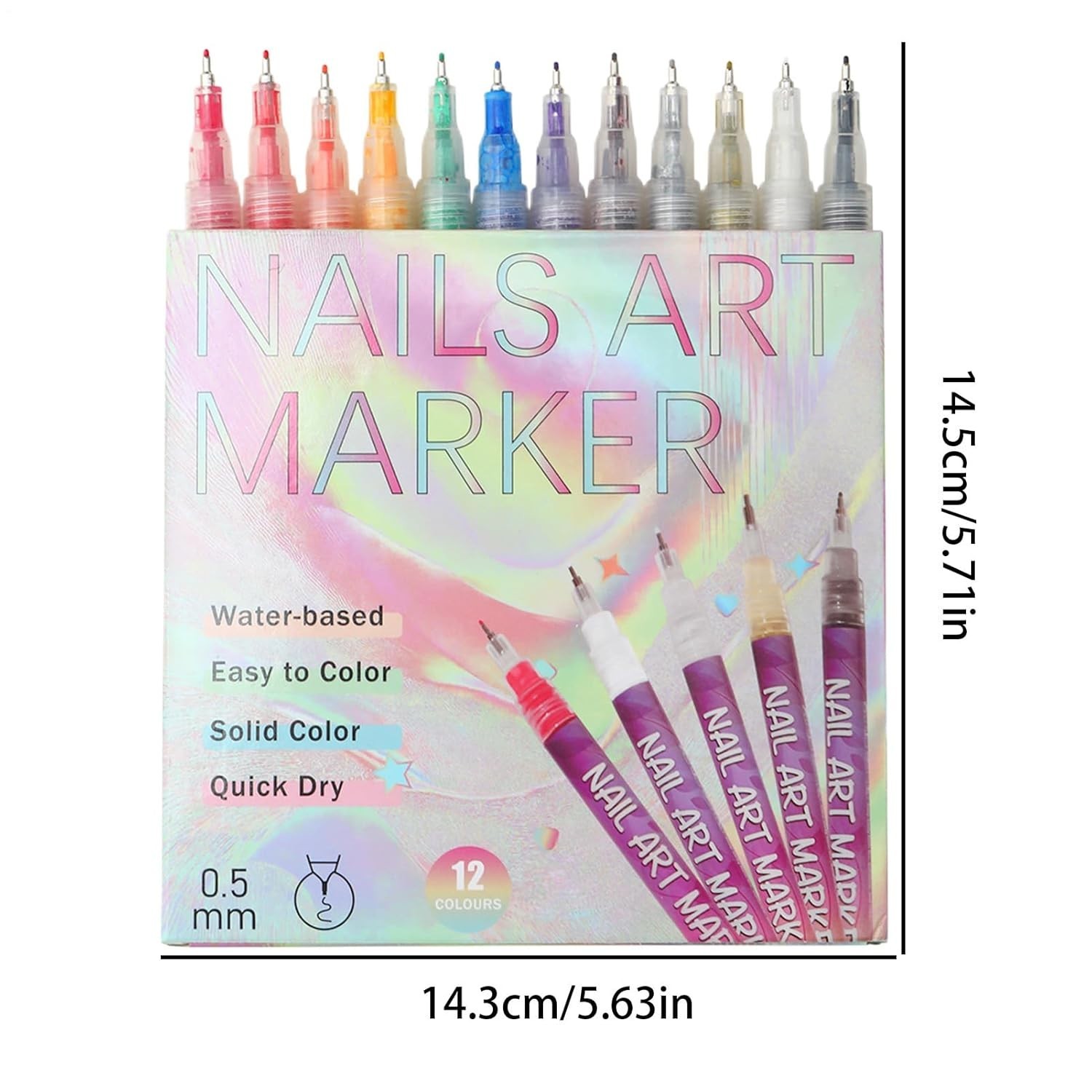Nail Markers, Fingernail Pens with Dotting Tips, Art Marker for Women, 12 Colors