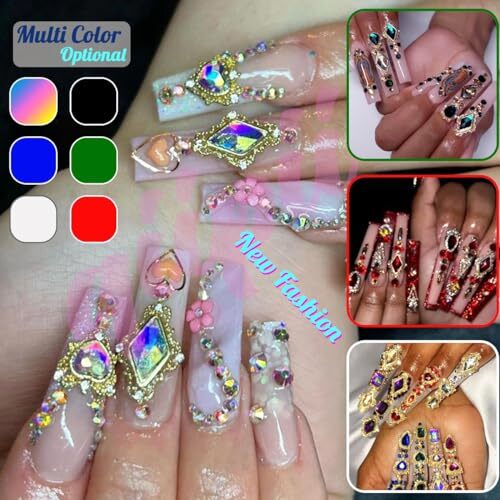 24pcs Red Nail Rhinestones Luxury Nail 1 Box Luxury Style Nail Charms – Red