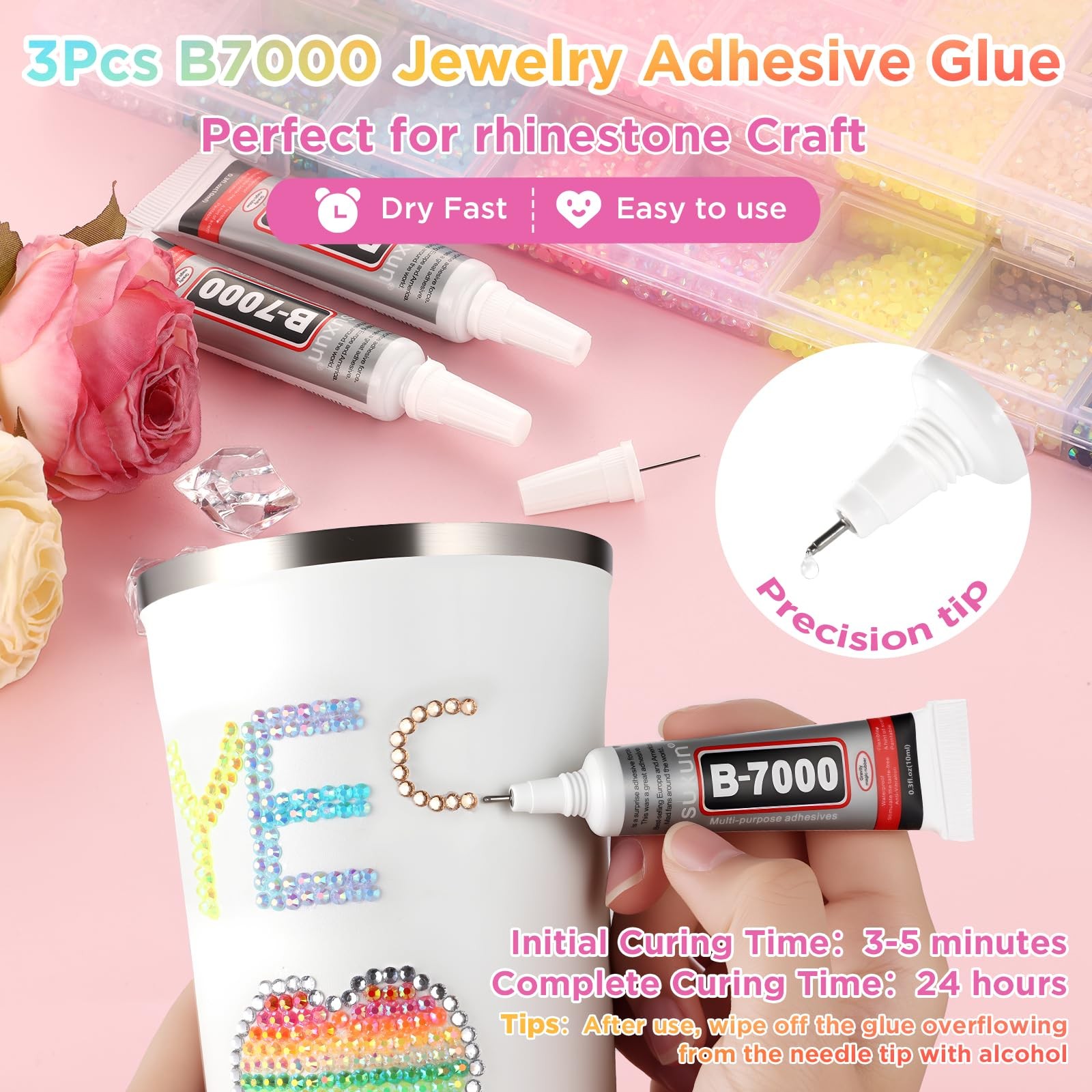 Zefy 50000 Pcs 3mm Resin Jelly Rhinestones for Bedazzling Kit