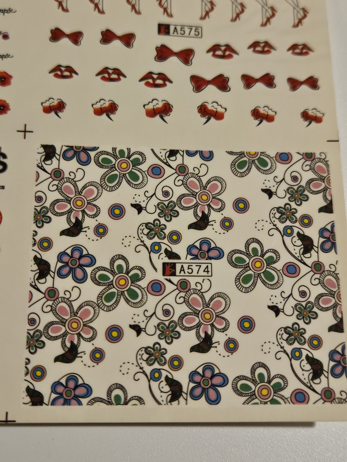 Stars Hearts Paisley ++ Nail Art Stickers Water Transfer (2 Sheets) US SHIPPER
