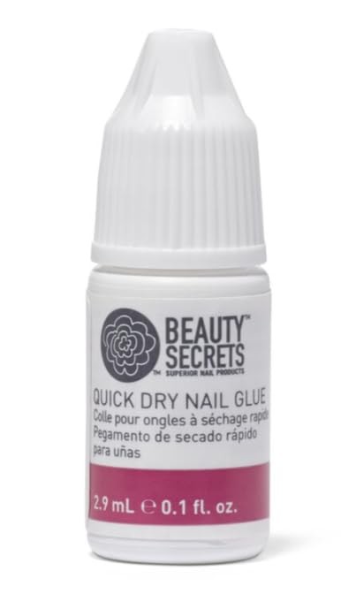 BEAUTY SECRETS Quick Dry Nail Glue .1 Ounce, Clear