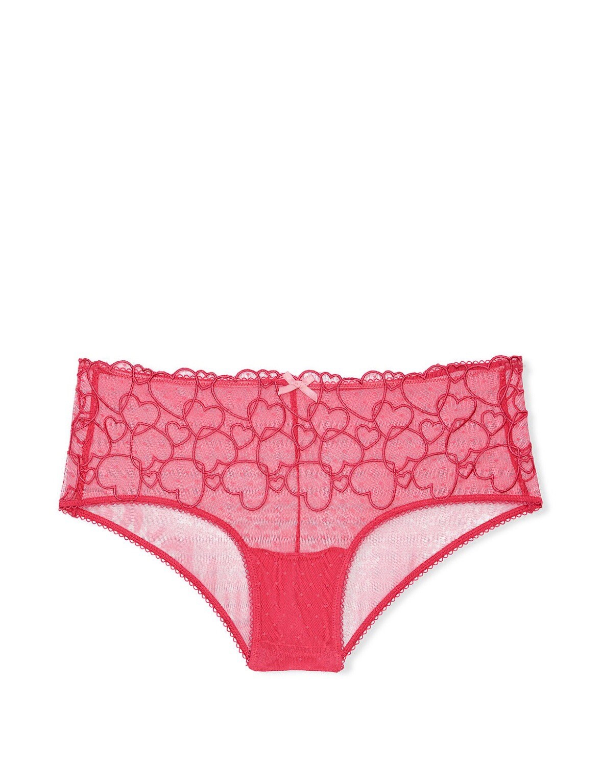 Victoria Secret Pink Cheeky Hiphugger Mesh Panty Sexy Lace Wink Heart Embroidery