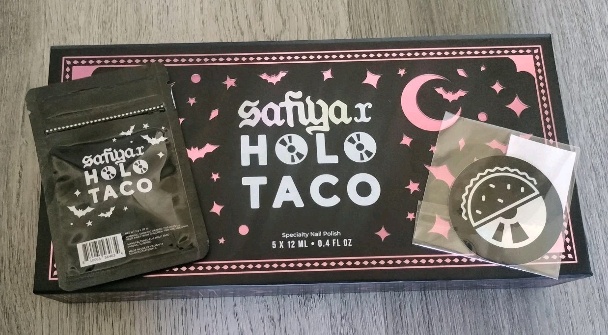 SAFIYA x HOLO TACO *EMPTY* Collection Box + Bat Glitters Pack + HT Logo Sticker
