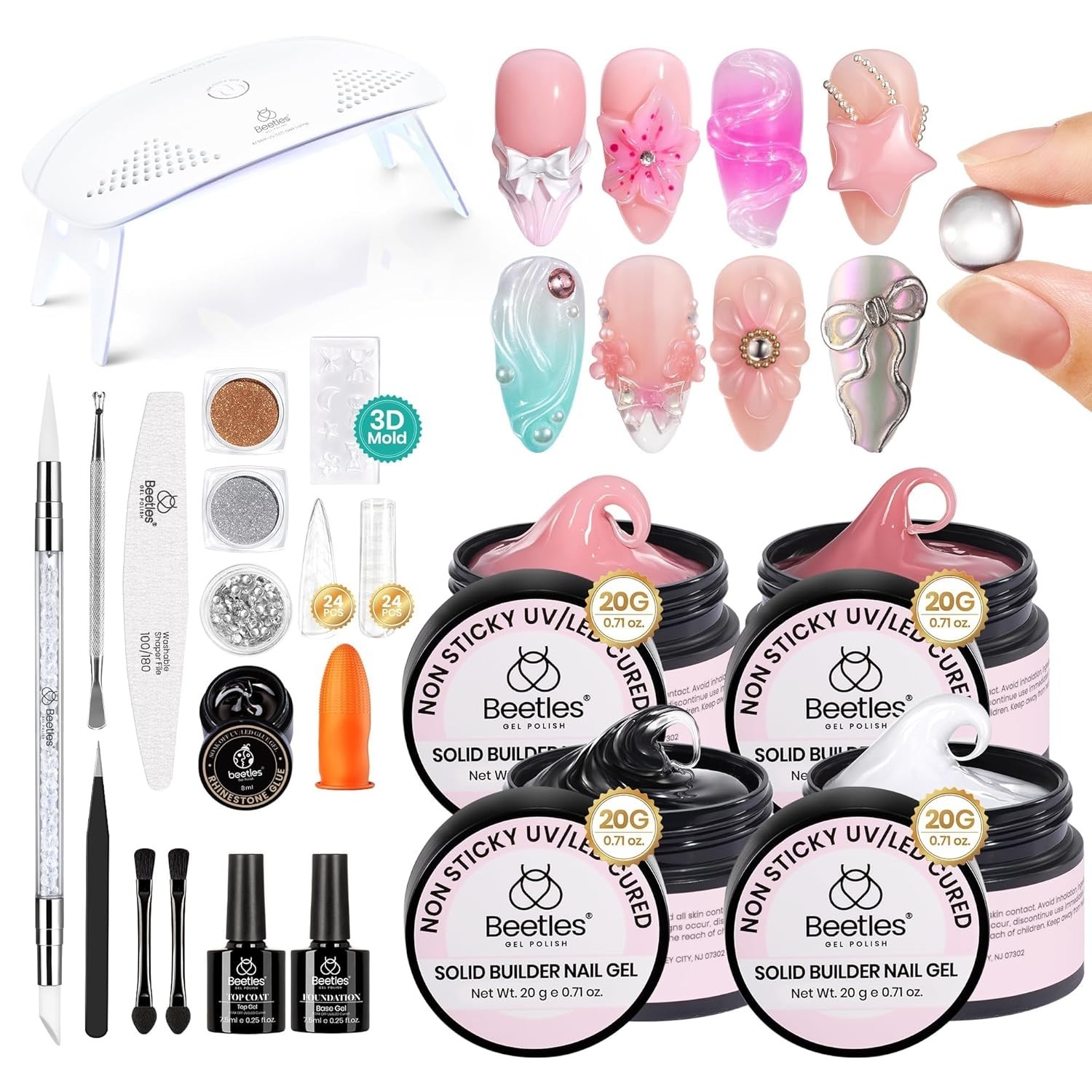 Nail Builder Gel Kit 4 Colors 3D Sculpting Gel Non-Sticky for Nail Art DIY