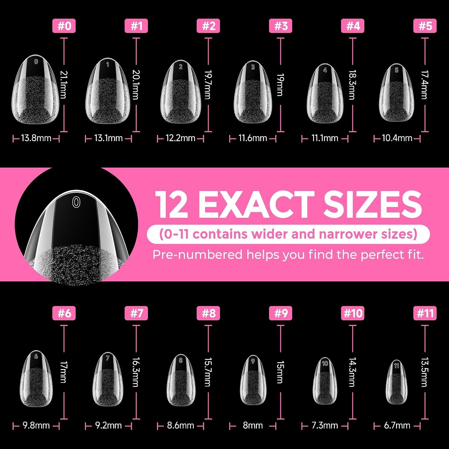 Full Cover Clear Soft Gel Almond Nail Tips | 216 Count | Effortless Application