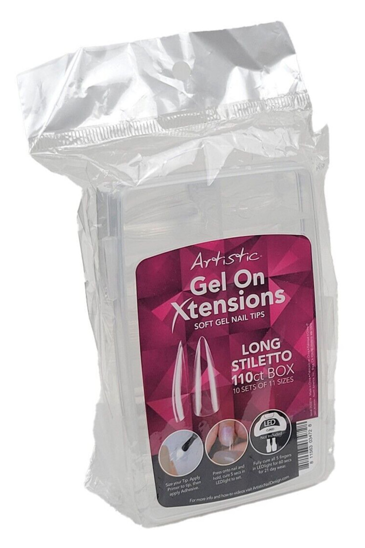 Artistic Nail Design Gel On Xtensions, Long Stiletto, 110 Ct