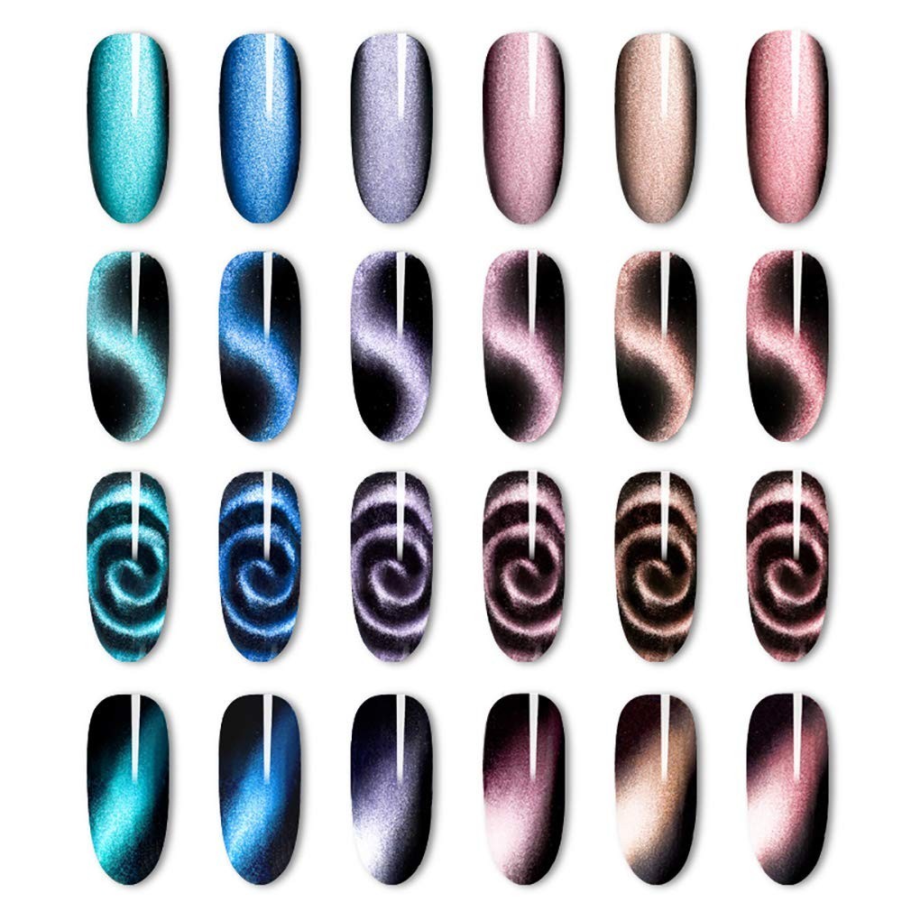 6Pcs Cat Eye Nail Magnetic Pens Set for Stunning Ombre and Flower Designs