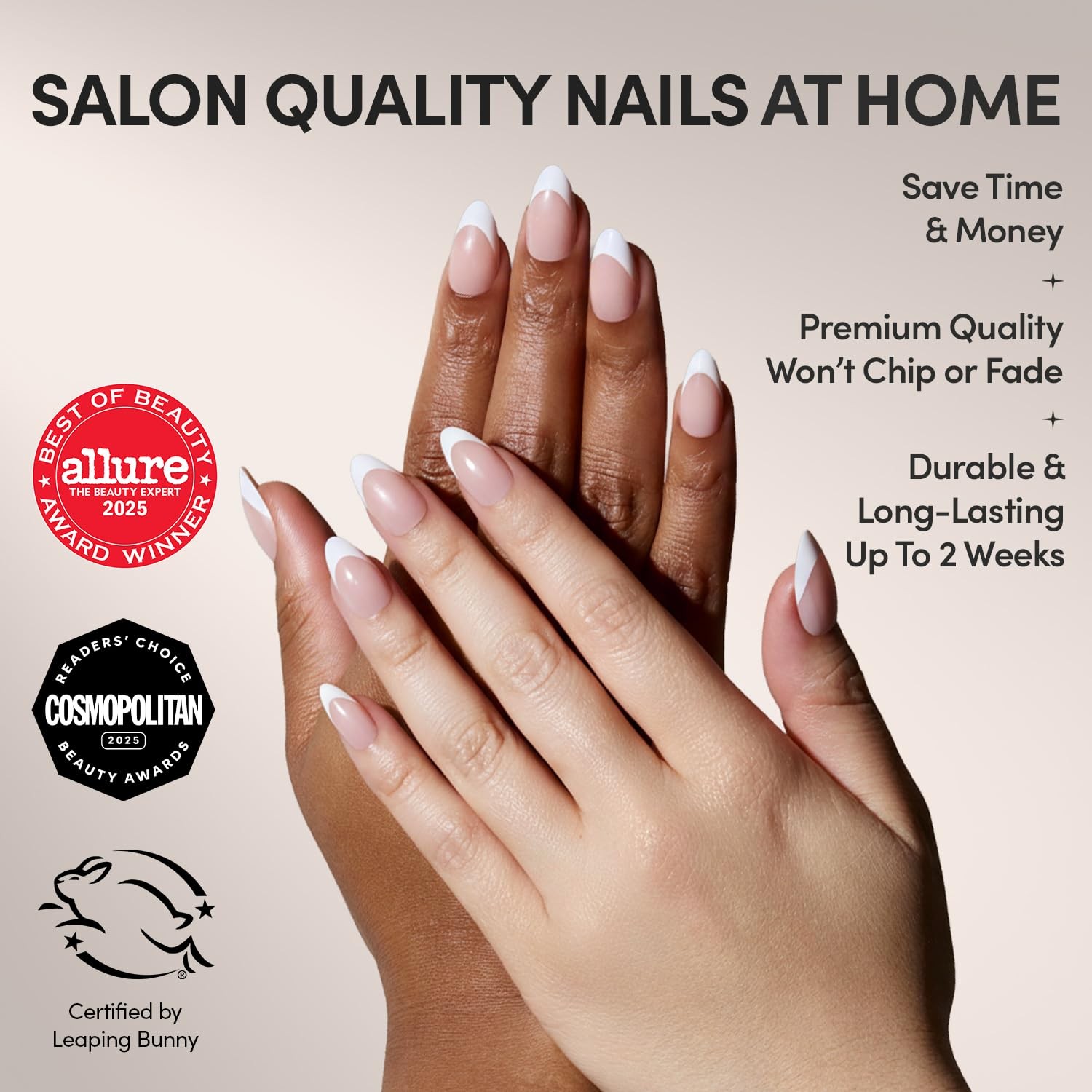 Press On Nails – MaDamn | French Tip UV Finish Short Pointed
