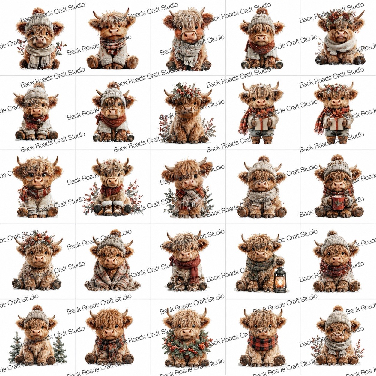 Highland Cows Waterslide Finger Nail Decals Instructions, Bonus, set of 50 JM