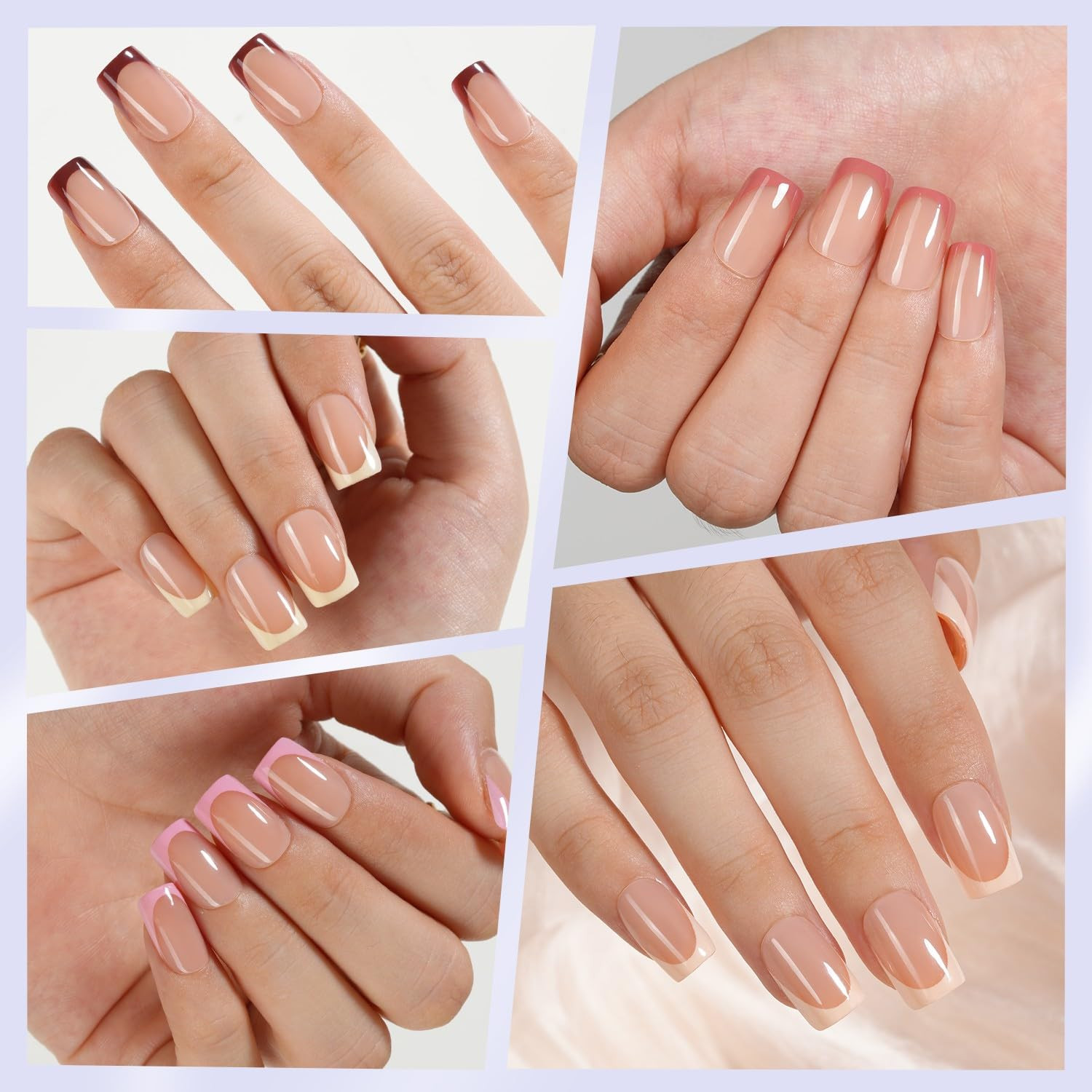 Misssix French Gel Nail Tips, 160Pcs French Tip Press on Nails Short Square, No