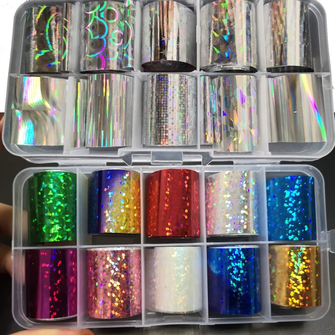 30 Roll Nail Foil Transfer Sheets Holographic Colorful Flower Style B