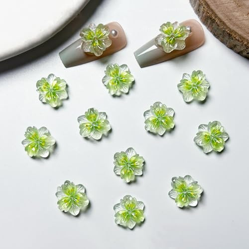 50pcs 3D Flower Nail Charms, Mixed Color Nail Art Charms, Resin Flower Petals