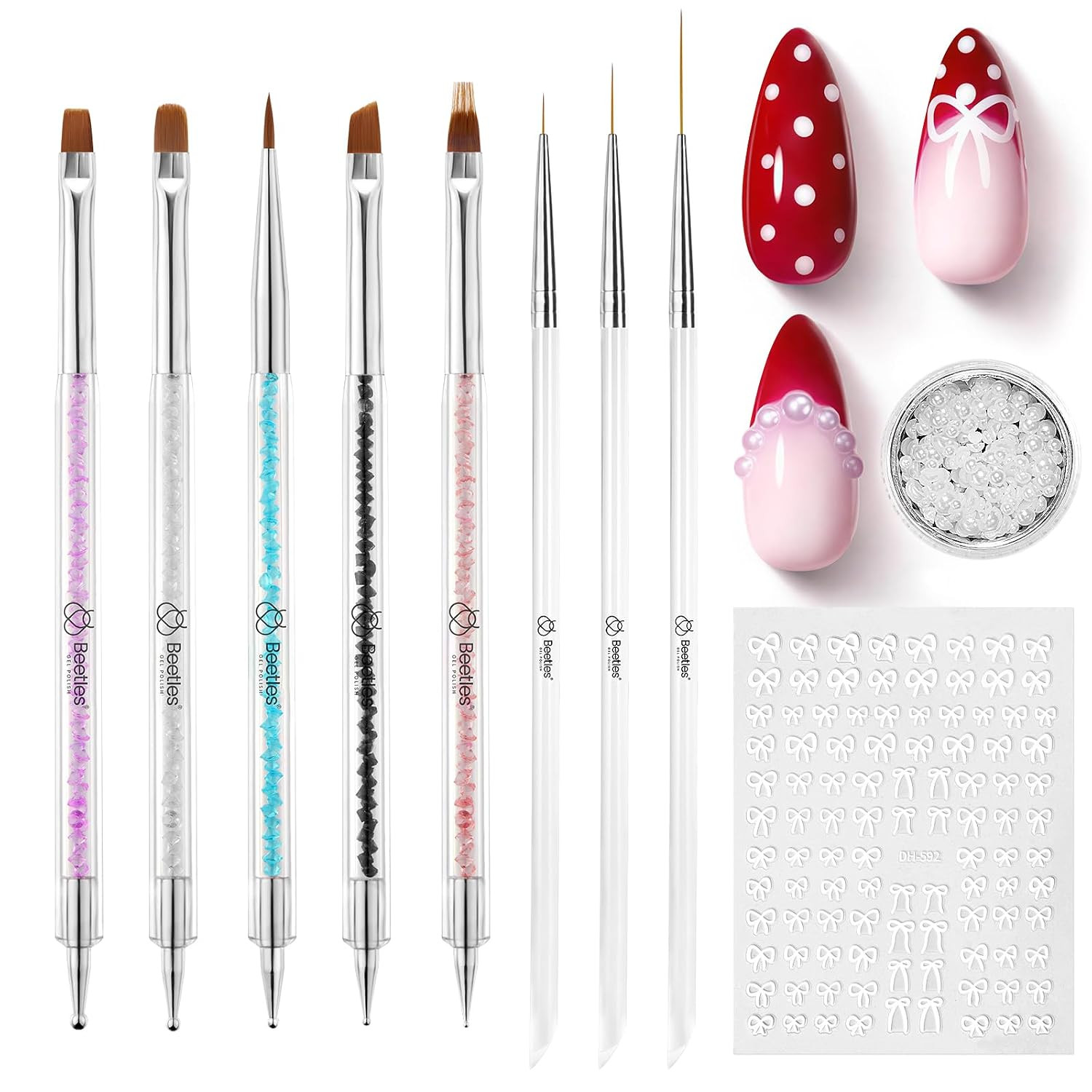 Beetles Nail Art Brushes 8Pcs – Crystal Nail Art Tools Double-Headed | Nails Dot