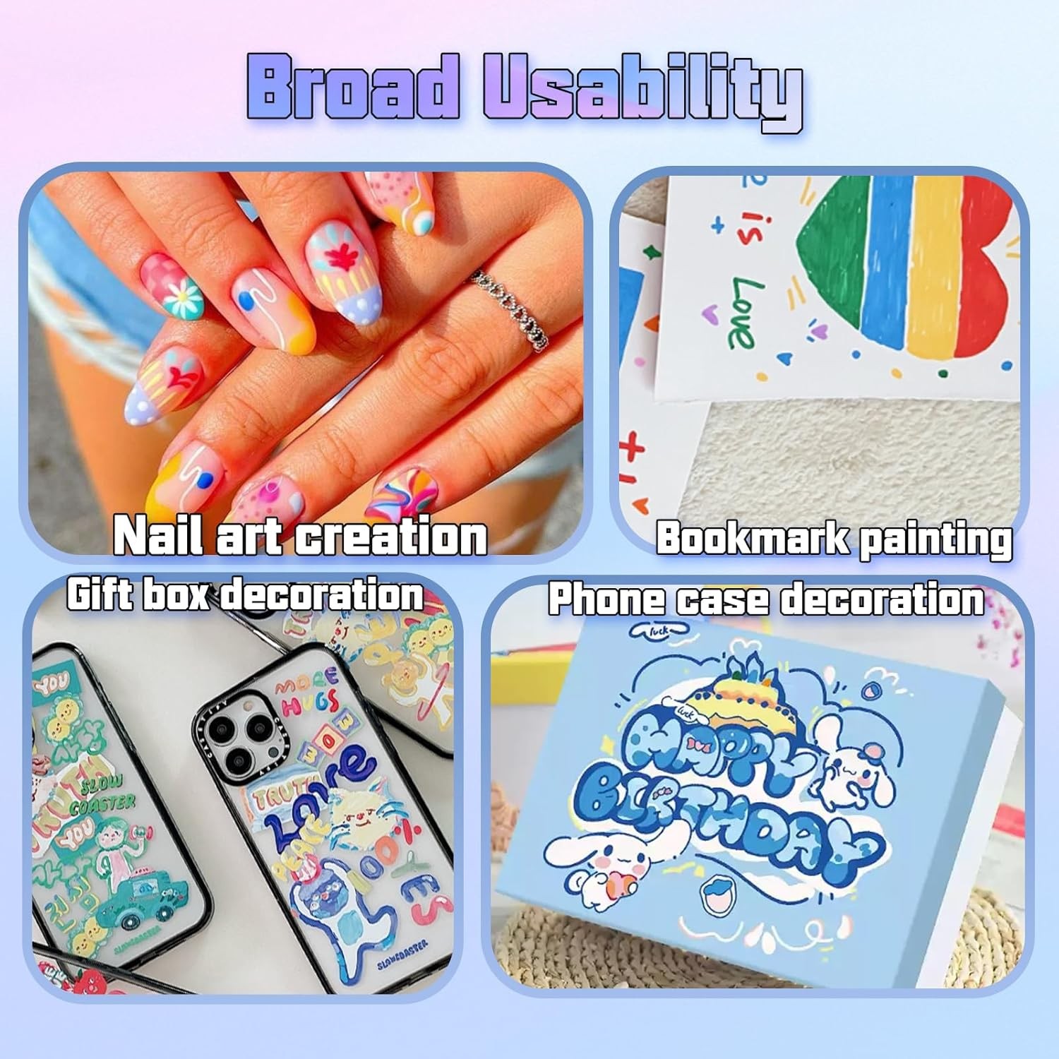 18 Colors Nail Art Pens Set, 3D l Nail Polish Pen Water-based