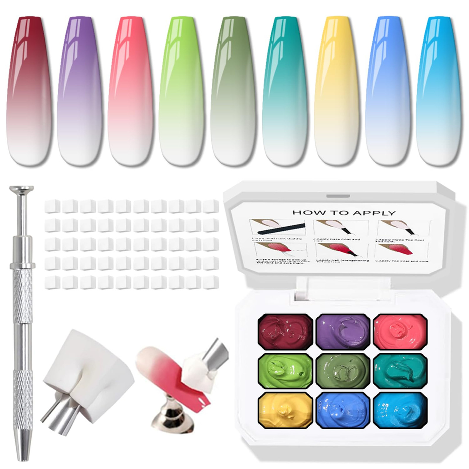 Sponge Pat Paint Nail Gel 9 Colors Ombre Gradient Blush Blooming Flower Nail Art