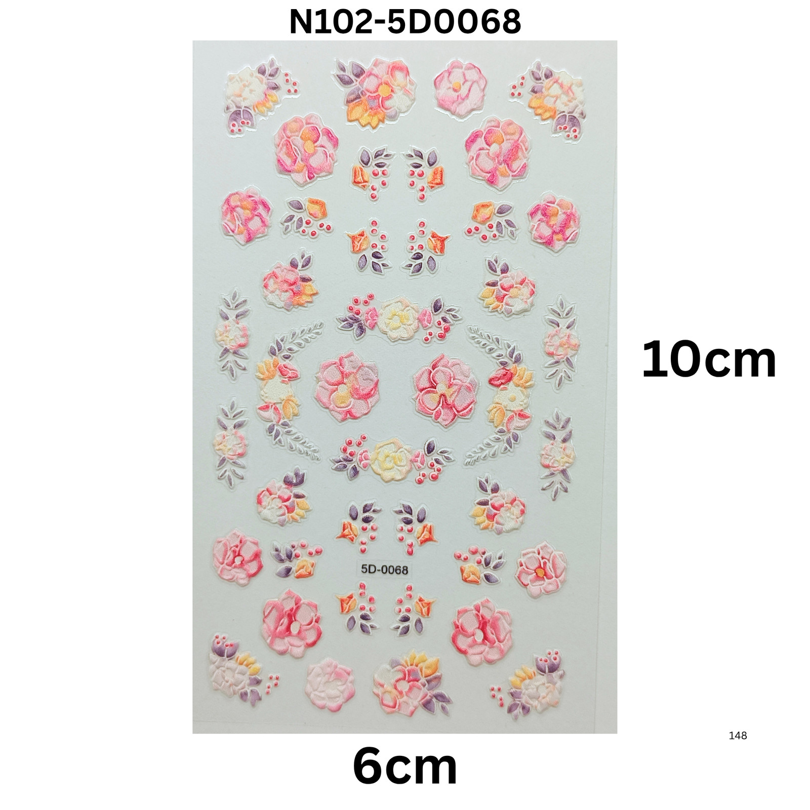 5D Embossed Rose Nail Stickers – Self-Adhesive Floral Decals for Nails