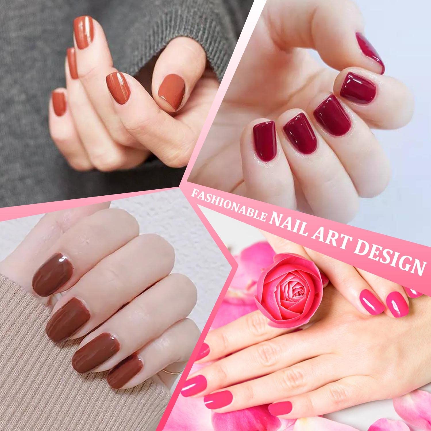 16 Sheets Red Nail Polish Stickers Full Nail Wraps Self Adhesive Solid Color …