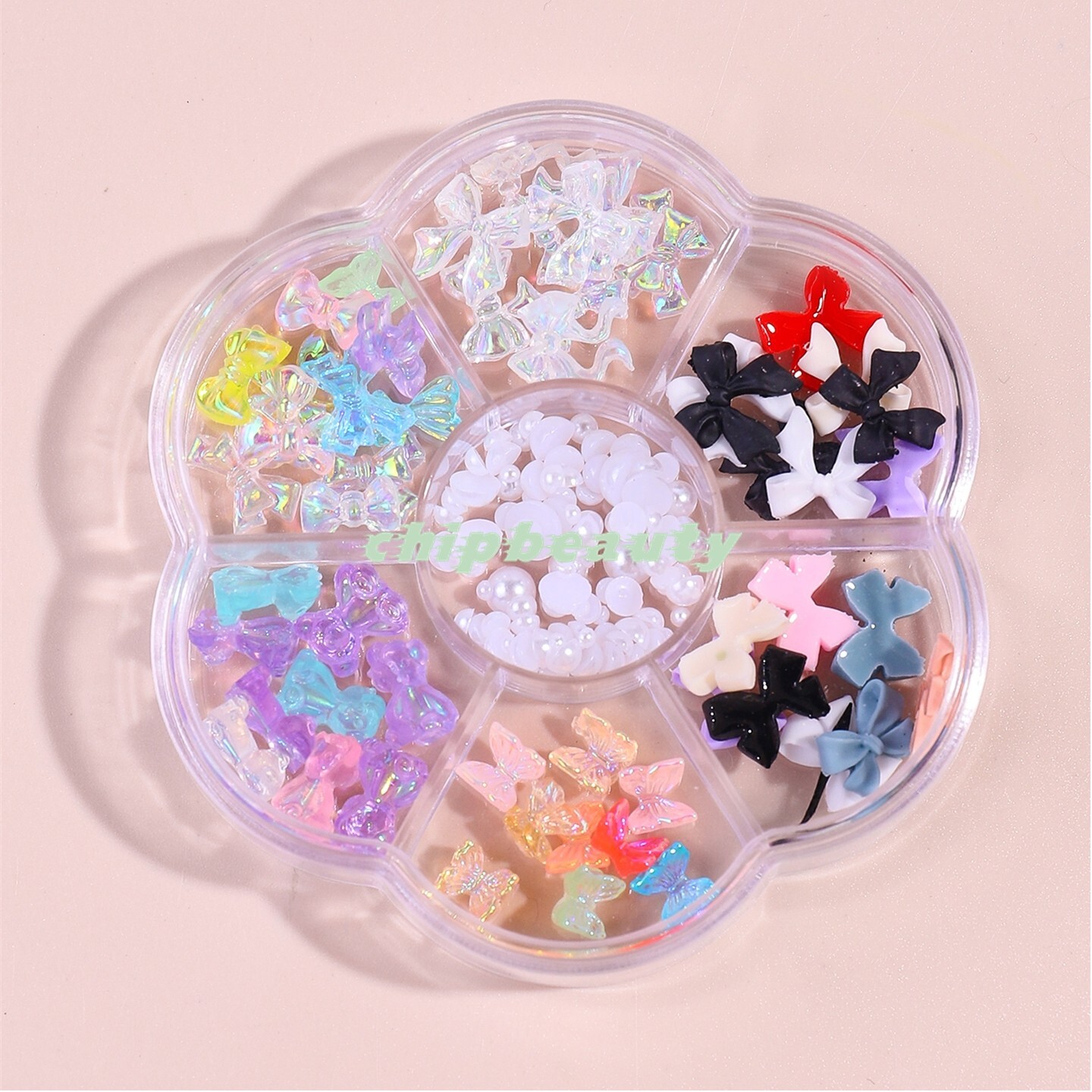 Crystal Color Bows & Bear Nail Art 3D Design Rhinestones Tips Mixed Decorations