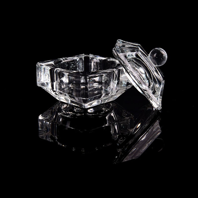 Nail Art Glass Cup Dappen Dish for Arcylic Nail Art Liquid Holder Bow FK.N8