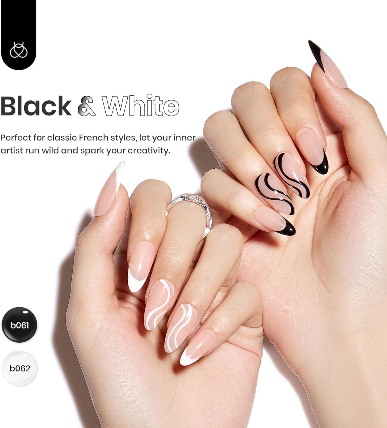 beetles l Polish Nail Art Liner l Polish Set- 2 Bla White