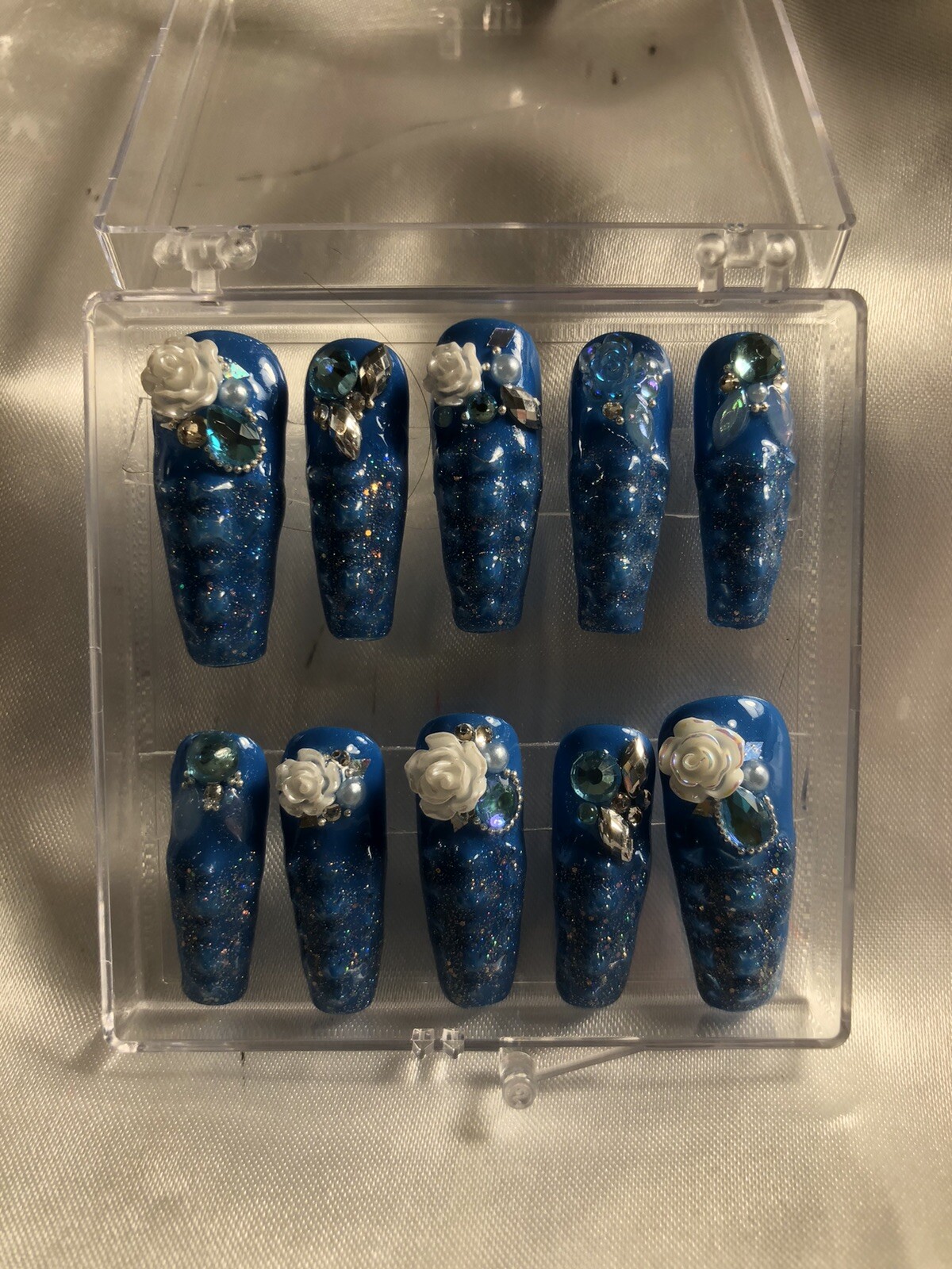 Z NAILZ! Z CLAWZ! Gorgeous Aqua Set Of Alligator Skin Textured Press On Nails