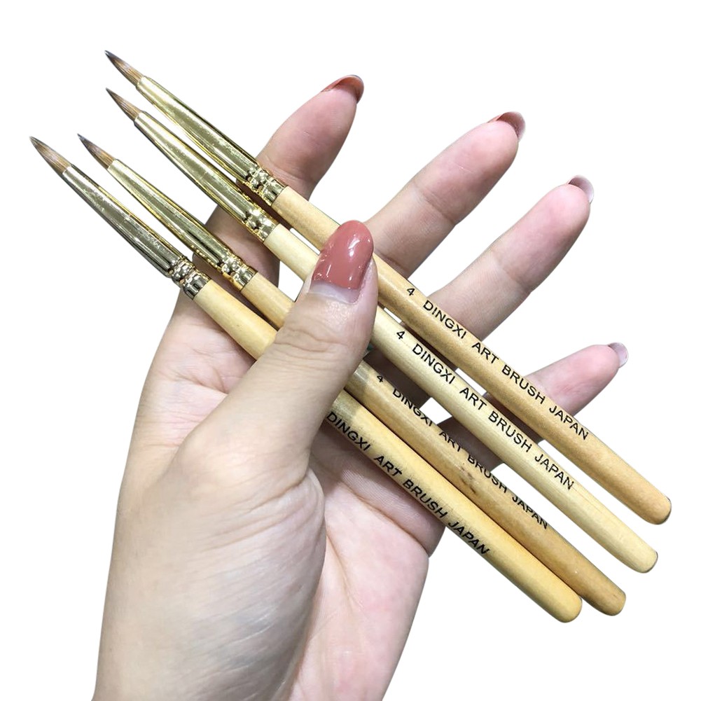 Art Painting Drawing Wooden Handle Round Kolinsky Nail Sable Hair Brush Tool F