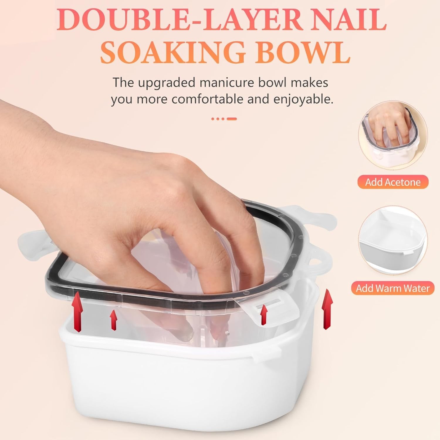 Nail Soaking Bowl, 2 PCS Soak Off Gel Polish Remover Manicure Bowl, Acetone N…