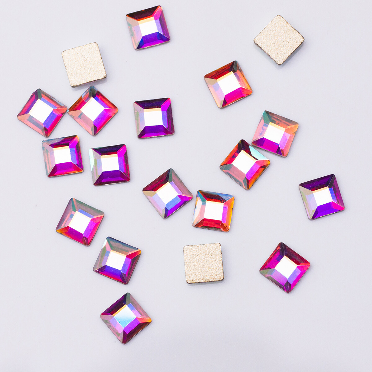 Flat Top Square Mix Colors Non Hotfix Flat Back Nail art Glass Beads Shiny Gem